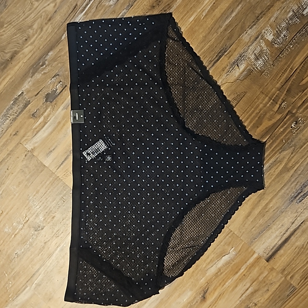 TORRID Dot Mesh Mid Rise Cheeky Panty: BLACK/BLUE: NEW WITH TAGS: SIZE 6